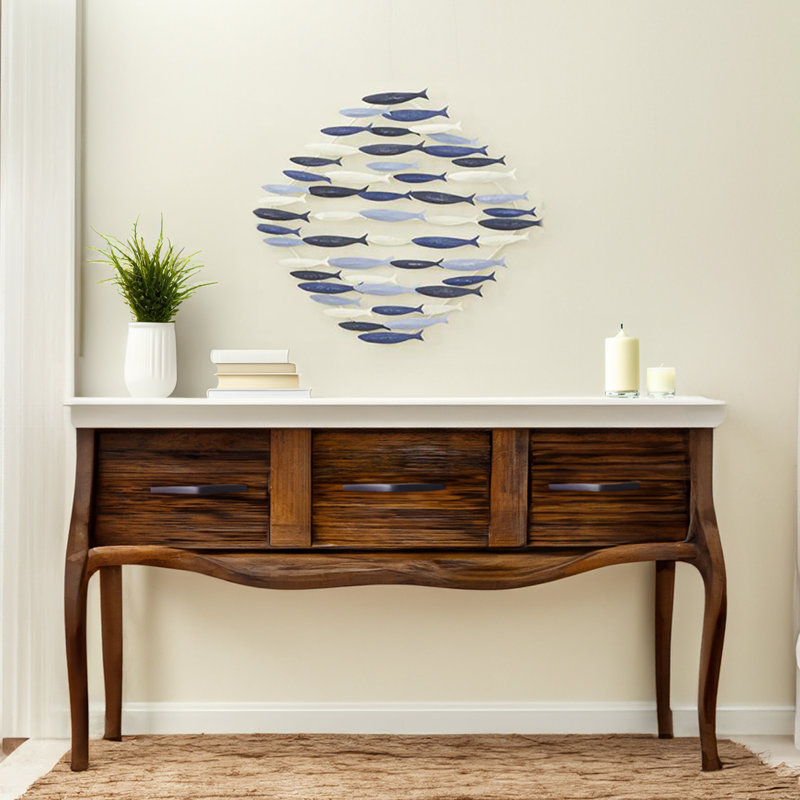 School of Fish Metal Wall Art Coastal Ocean Inspired Home Decor