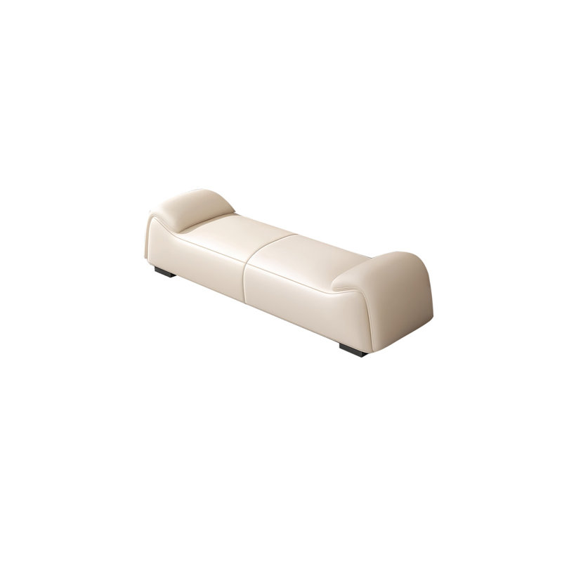 Banc rembourré en similicuir Vyrl, H 19,68 po x l 59,05 po x P 19,68 po, Blanc cassé