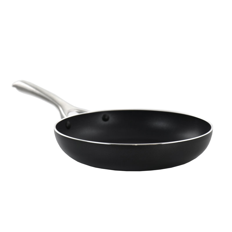 Black 8-Piece Aluminum Non-Stick Cookware Set with Stainless Steel Handles