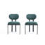 Ensemble de deux chaises d'appoint de salle à manger en chenille verte et noire avec dossier partiellement ouvert-1789091024