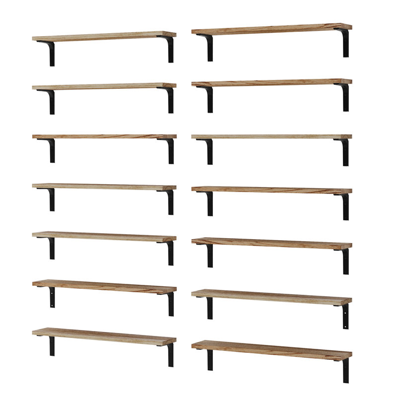 24" X 4.5" Floating Bookshelves For Living Room And Office Decor, Rustic Shelves For Kitchen Storage, Hanging Shelves For Wall, Wooden Shelves For Office Supplies, Wall Mounted, Burnt, 14 Pcs