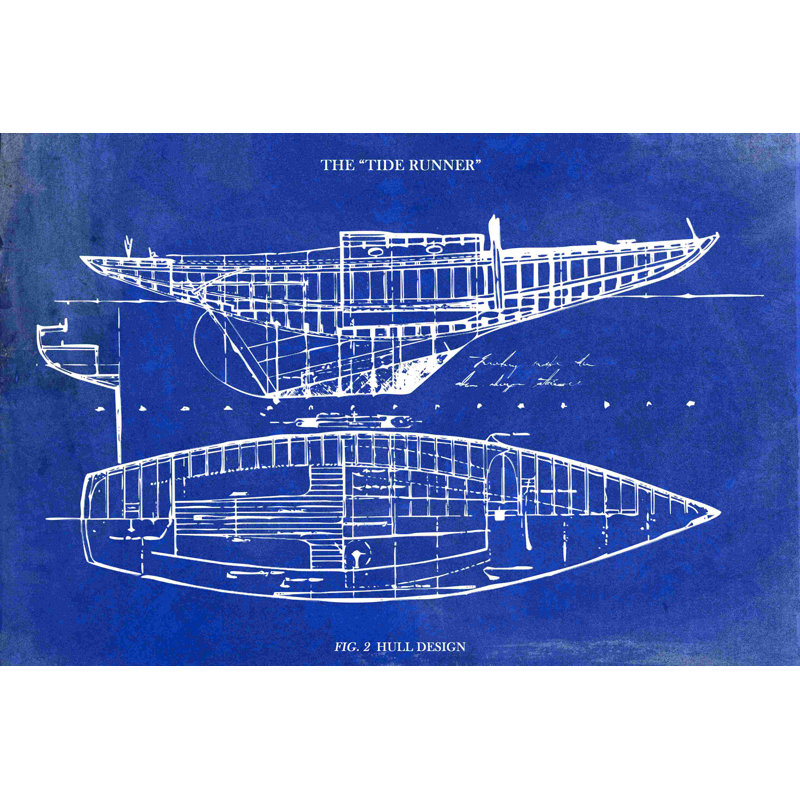 «Boat Blueprint», impression sur toile tendue, H 20 po x l 30 po