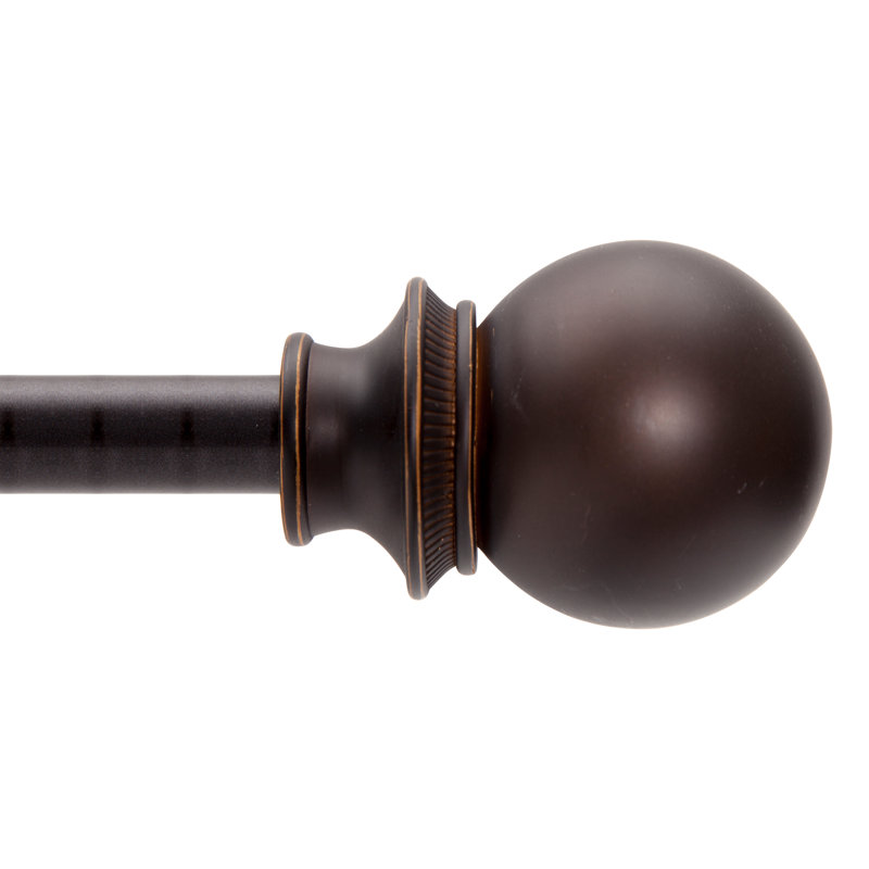 Oil Rubbed Bronze Adjustable Steel Curtain Rod with Decorative Finials