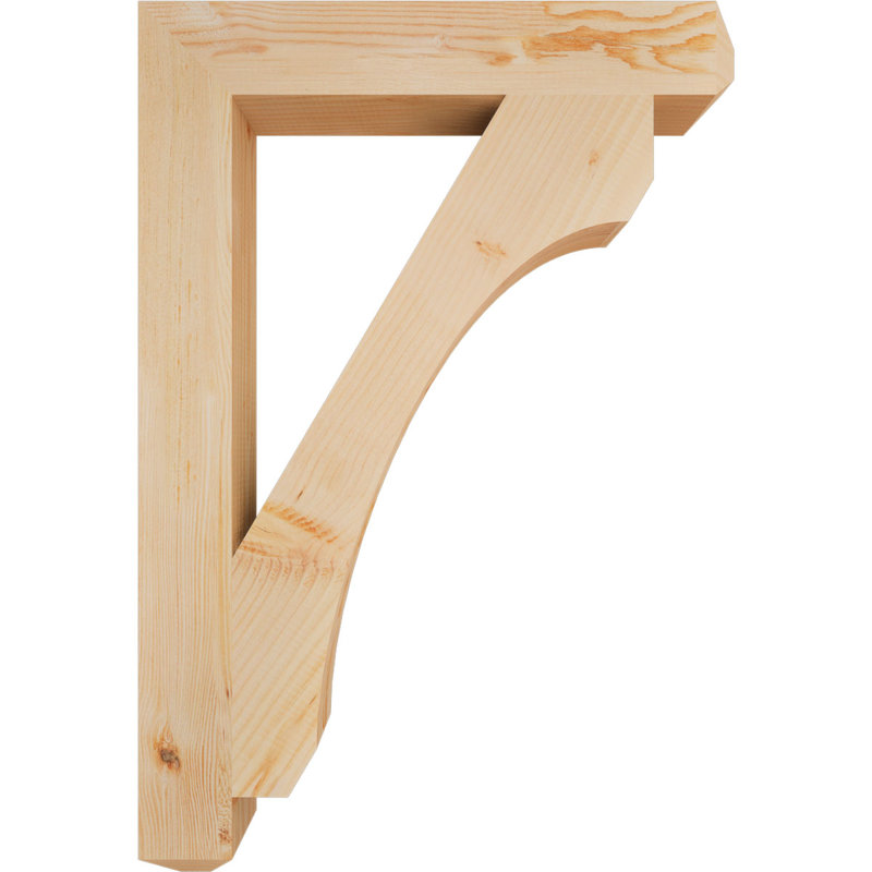 H Support en bois / corbeau, H 38 po x l 3,5 po x P 26 po, Douglas (lisse)
