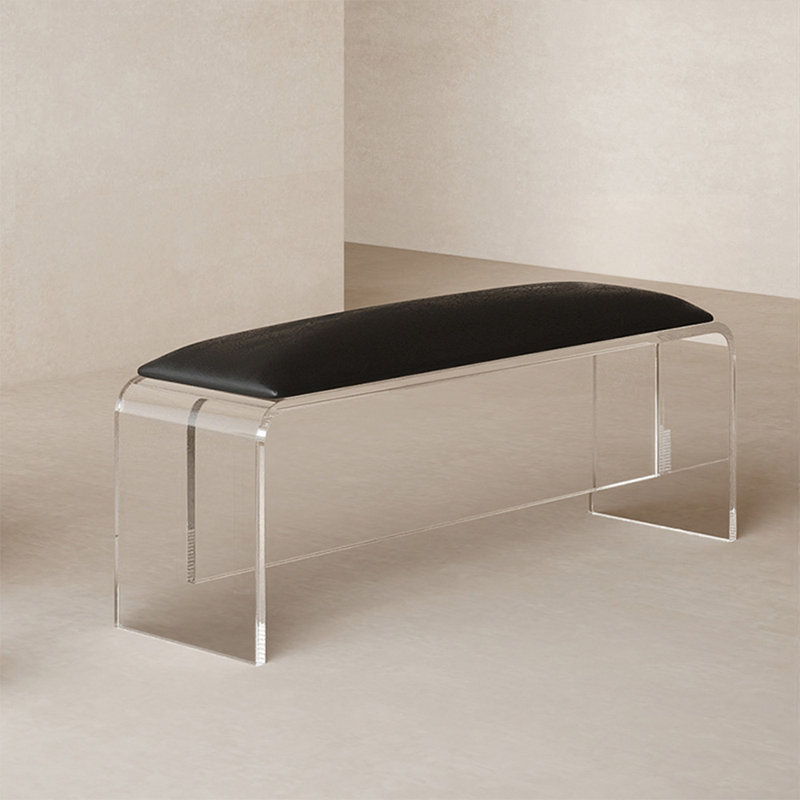  Banc de chambre en cuir noir avec banc d'entrée, Noir