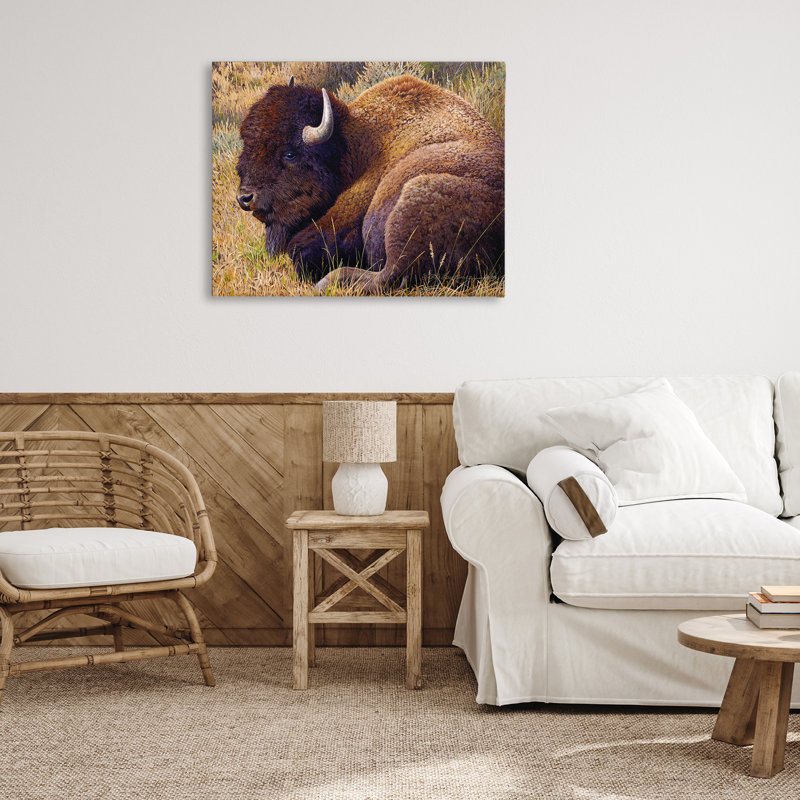 «Relaxing Young Bison» par Rod Lawrence, H 30 po x l 40 po