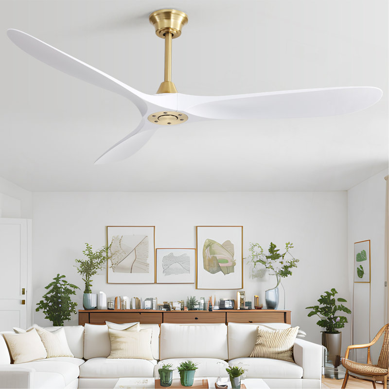 Ventilateur de plafond moderne de 60 pouces en ABS avec moteur à courant continu réversible à télécommande à 6 vitesses pour le salon de la chambre à coucher