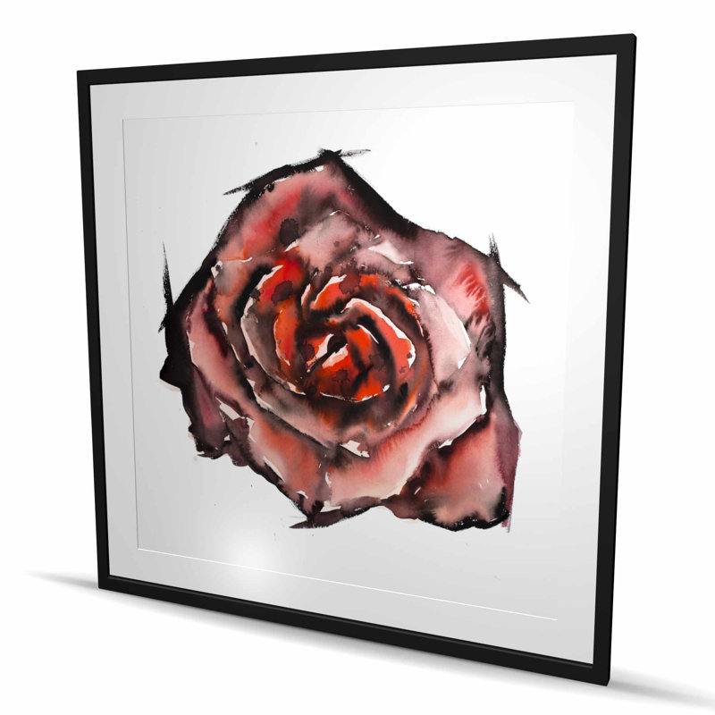 Aquarelle rose - rouge salon encadré décor mat