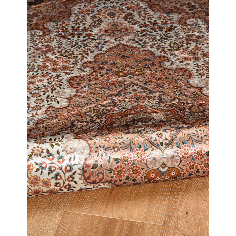 Breedlove Traditional Machine Woven Flatweave Ivory and Gold Area Rug with Non Skid Backing, Rectangle 3'3" x 5'