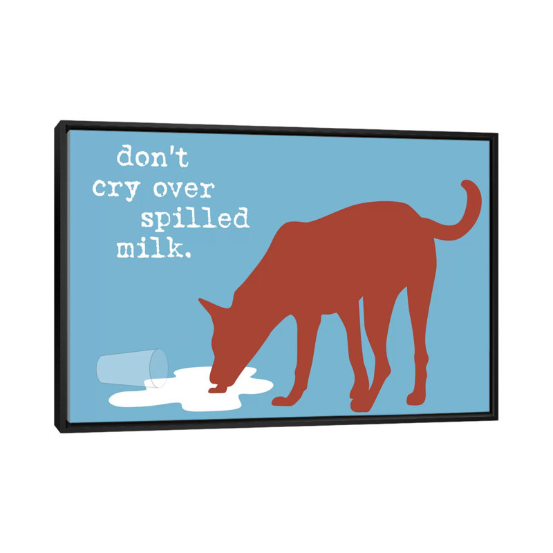 «Spills Milk», impression sur toile, H 18 po x l 26 po x P 1,5 po, Toile avec cadre noir, Pas de tapis