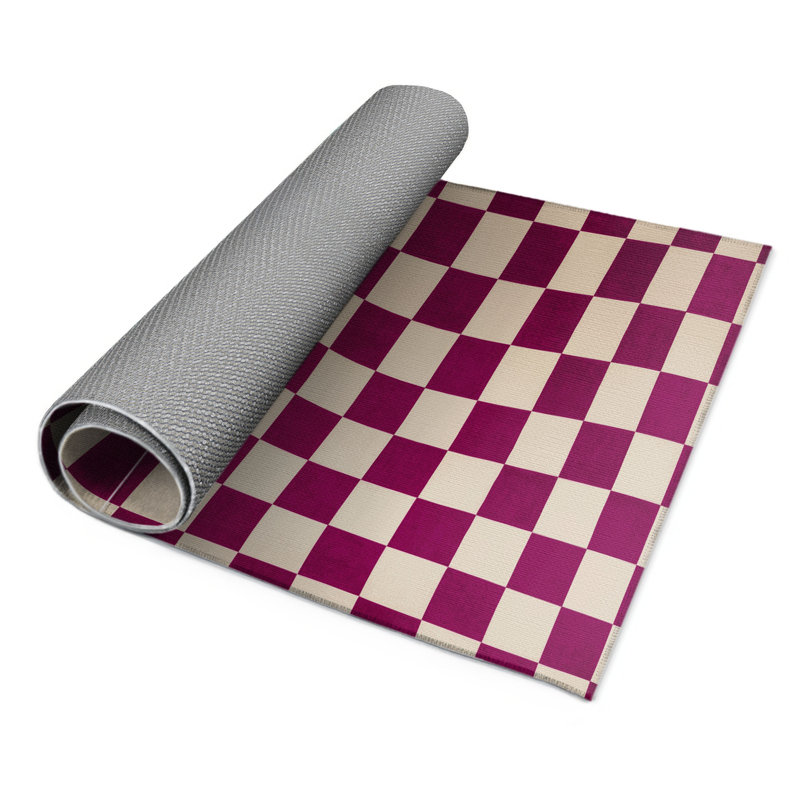 Tapis d'intérieur et d'extérieur à carreaux beige