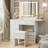 Cradere Makeup Vanity With LED Mirror, 3 Tier Open Shelves and Outlets, 2 Drawers & A Cabinet, Storage Stool-961598009