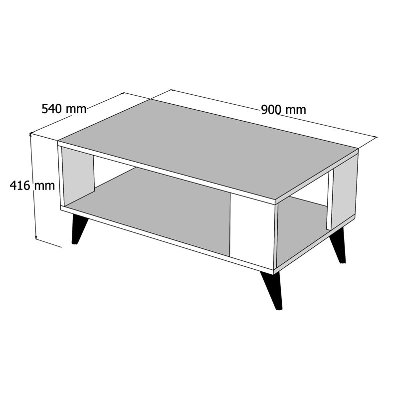 Modern 2-Tier Coffee Table, Walnut Color, 35.4 x 21.3 x 16.5 inches | 100% Melamine Coated Particle Board, Thickness: 0.7 inches | Durable Plastic Legs, Wall-Mountable, Stylish Design for Living Room & Office