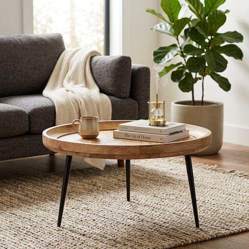 Sitkin Round Coffee Table Large, 38cm H x 75cm L x 75cm W