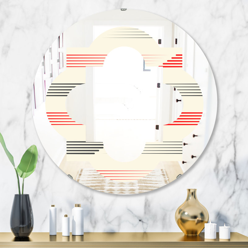 Miroir mural moderne et sans cadre à motif géométrique i quadrilobe modern, H 31,5 po x l po