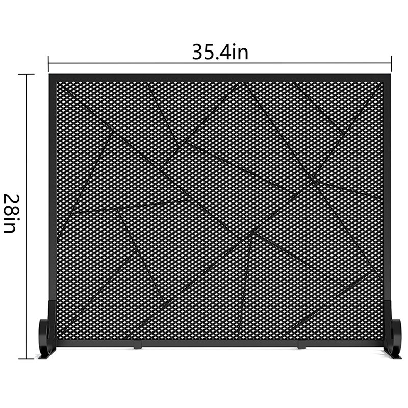 Iron Geometric Fireplace Screen