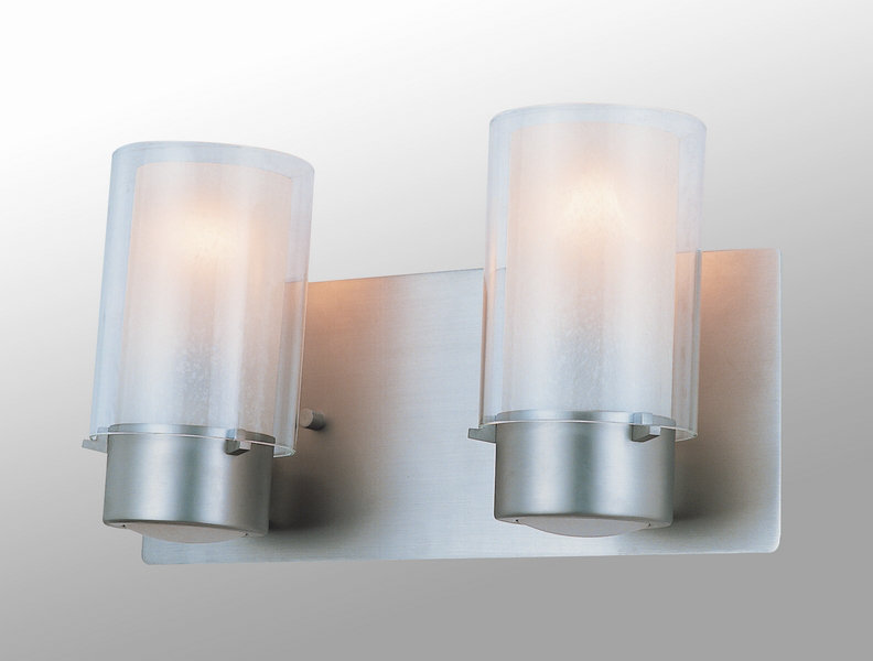 Sontag 2 - Light Vanity Light, Buffed Nickel with Half Opal Glass Shade