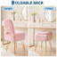 Grand tabouret de coiffeuse rose avec dossier - Banc repose-pieds carré avec rangement - Doux revêtement en fausse fourrure de lapin - Fauteuil de maquillage moderne pour la chambre à coucher ou le salon - Capacité de 280 lb-75808268