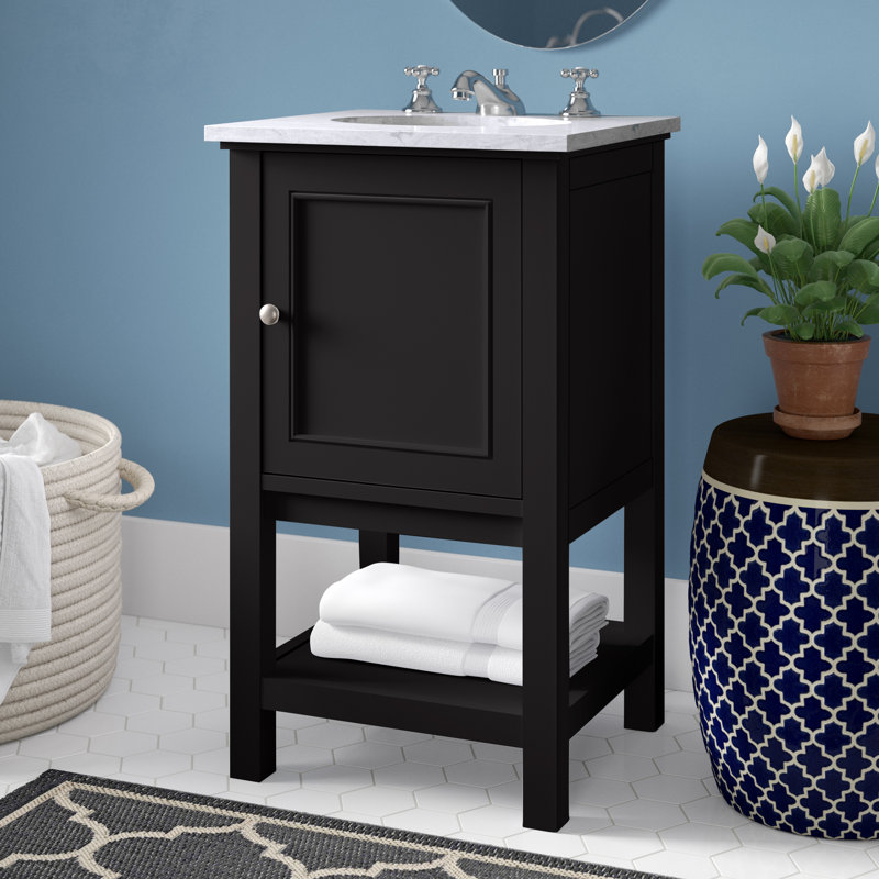 19'' Single Bathroom Vanity with Carrara Marble Top, Black