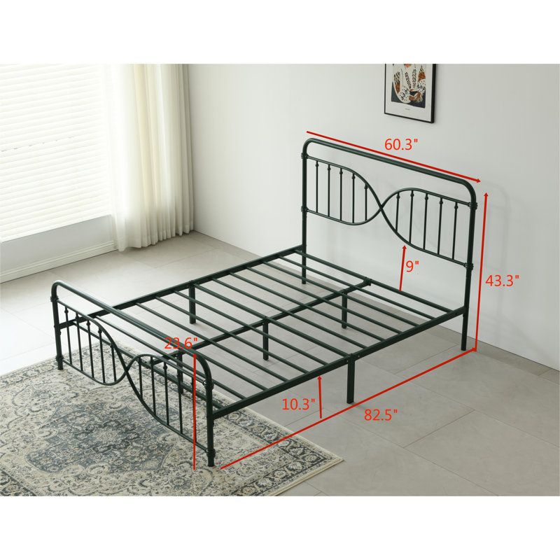 Lit plateforme en métal Mouna, Vert, Grand