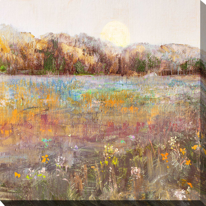 Meadow Moonrise par Katie Swatland - Peinture, L 18 po x H 18 po, Toile tendue