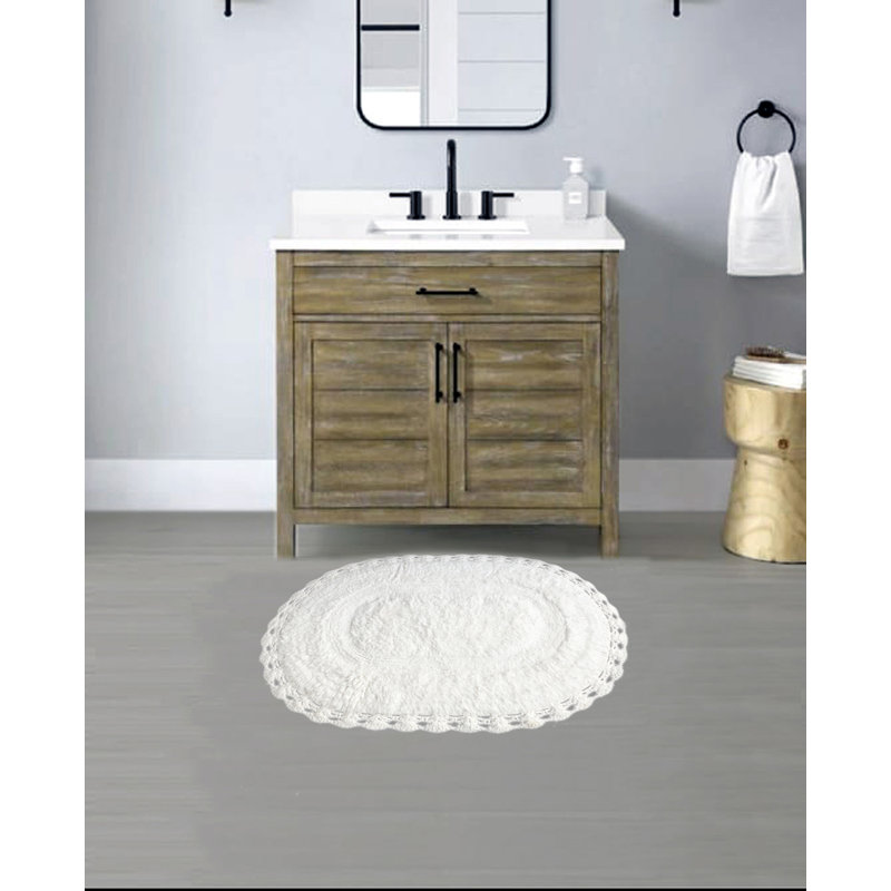 Schrick Bath Rug with Non-Slip Backing, White