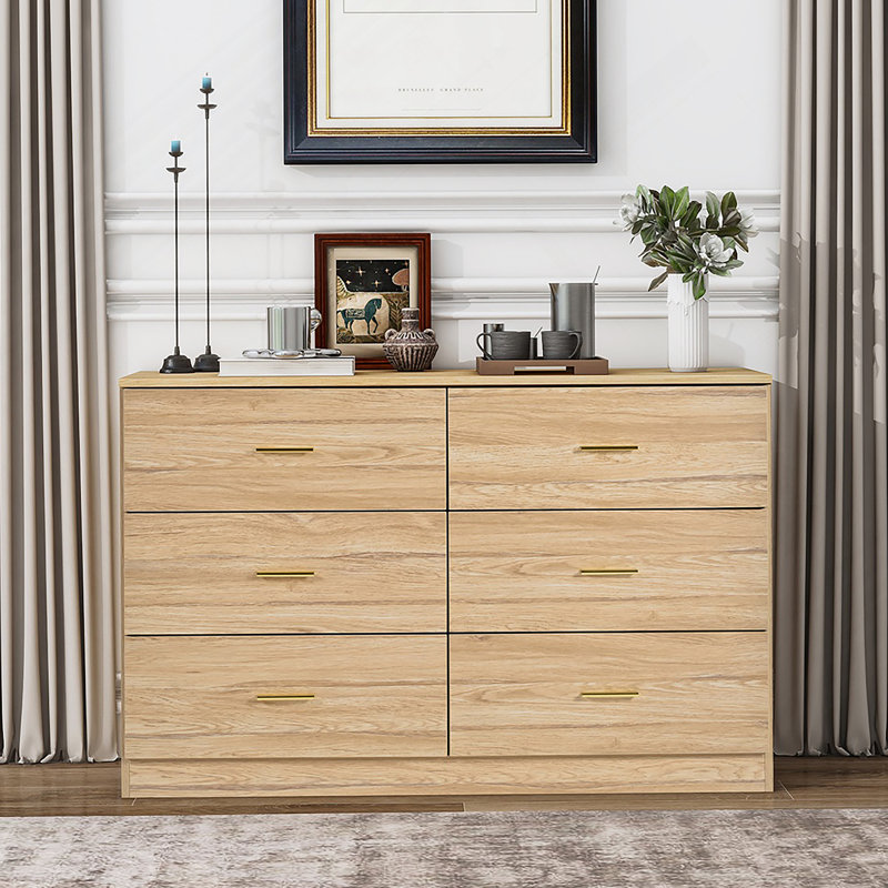 Commode 6 tiroirs Modern Modern, Naturel