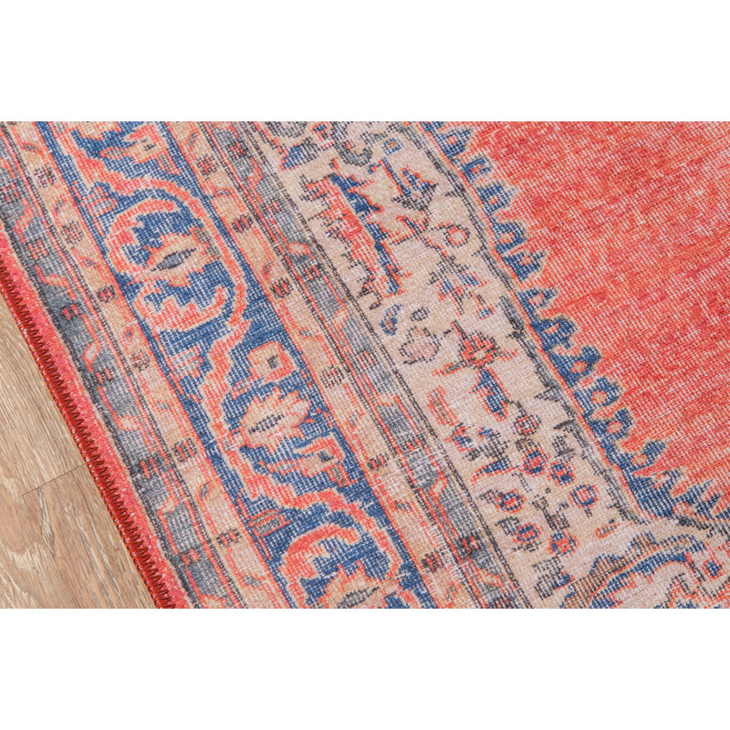 Oriental Power Loom Red/Blue/Ivory Area Rug, Rectangle 7'6" x 9'6"