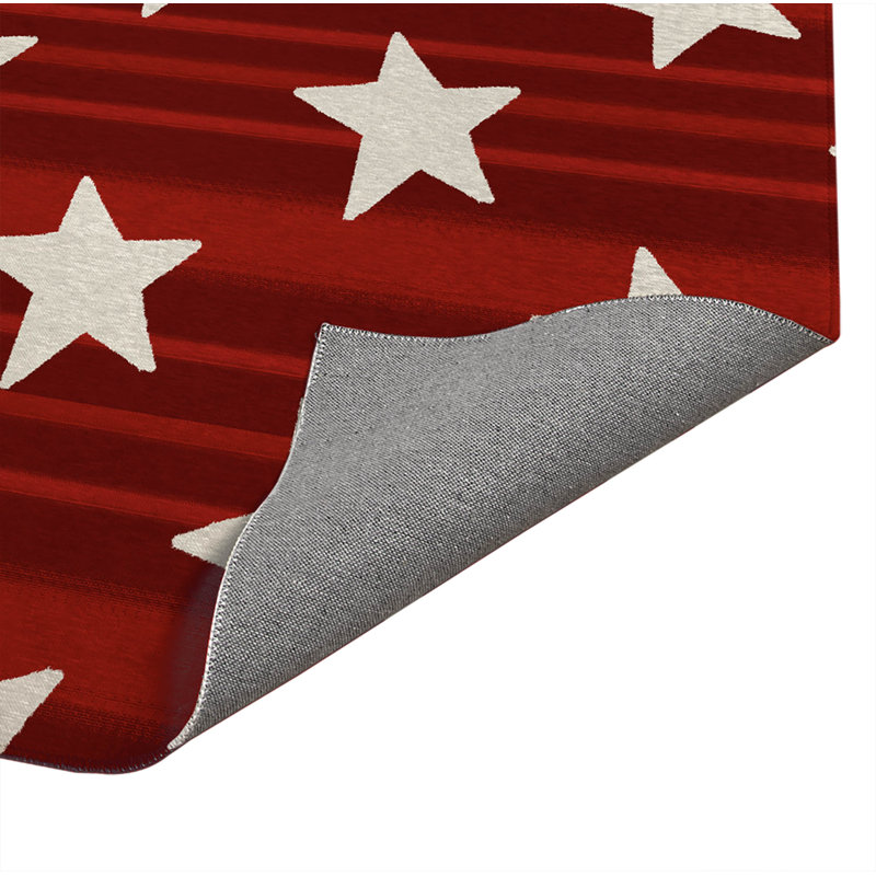 Tapis de bureau léger et antidérapant à profil bas Stars & Stripes, L 84 po x P 60 po, Rouge