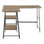 Bureau d'ordinateur, bureau personnel, coin, tablettes de rangement, L de 48 po, bureau, ordinateur portable, stratifié brun, métal noir, contemporain, moderne