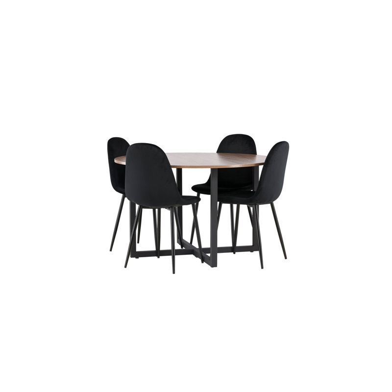 Trevino 4 - Person Dining Set, Black, Black