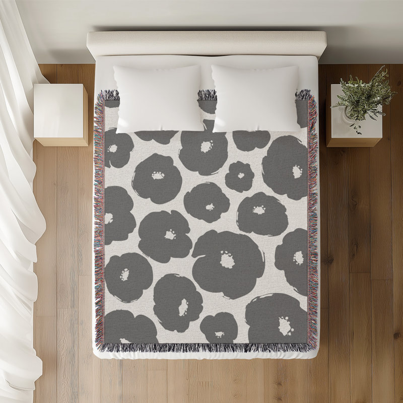 Jeté en coton Poppi, Gris, 50 x 70