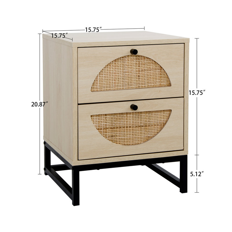 Shackelford 2 - Drawer End Table, Black, Natural