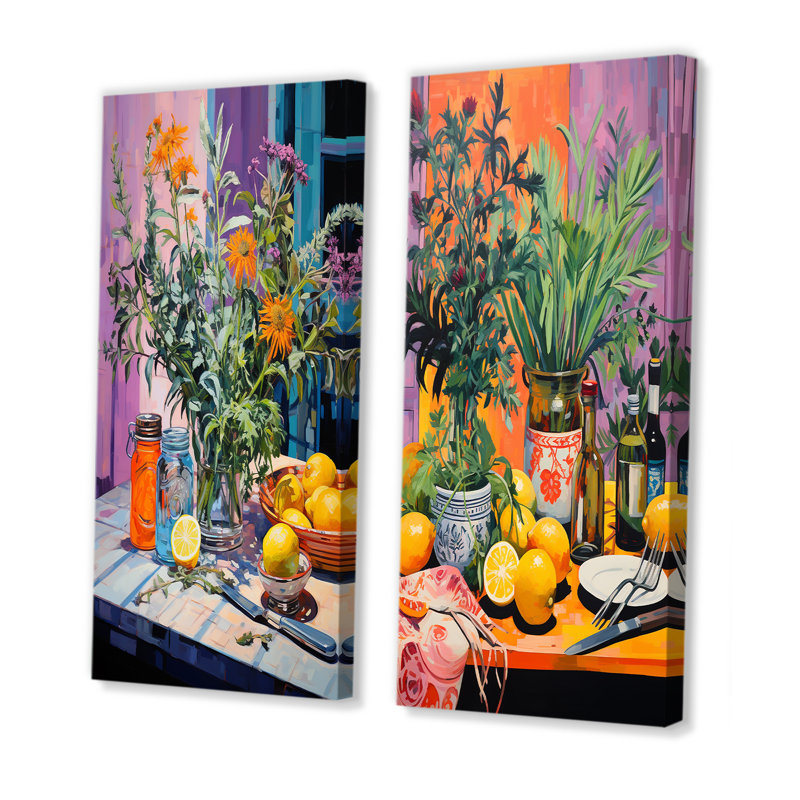 Ensemble de salon Fauvist Herbs, H 28 po x l 25 po, Toile tendue