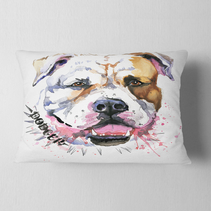 Joli chien avec une gueule ouverte - Coussin décoratif à imprimé animal