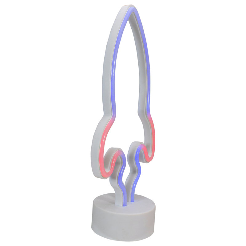 Lampe de table fusée 9 "à DEL néon bleue et rouge 9"