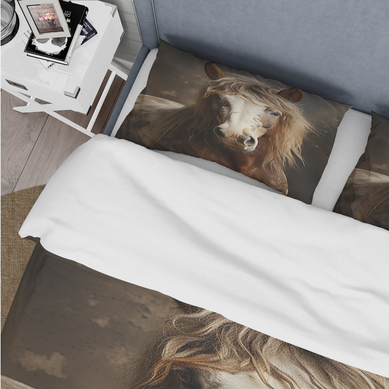 Brown Horse Harmonious Balance - Ensemble de housse de couette animaux - Microfibre de polyester