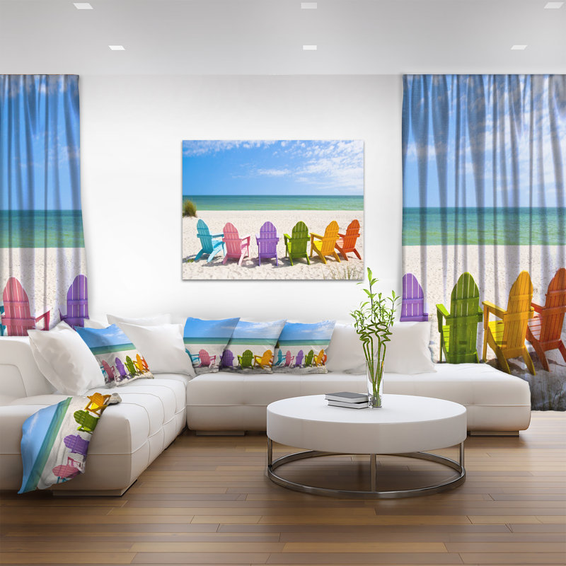 Photographie de plage, art mural, chaises Adirondack, reproduction côtière - chaises de plage Adirondack, L 40 po x H 30 po