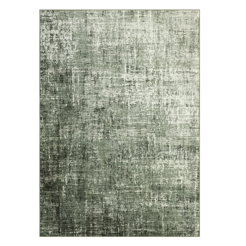 Abstract Machine Printed Area Rug, Rectangle 160 x 230 cm, Green