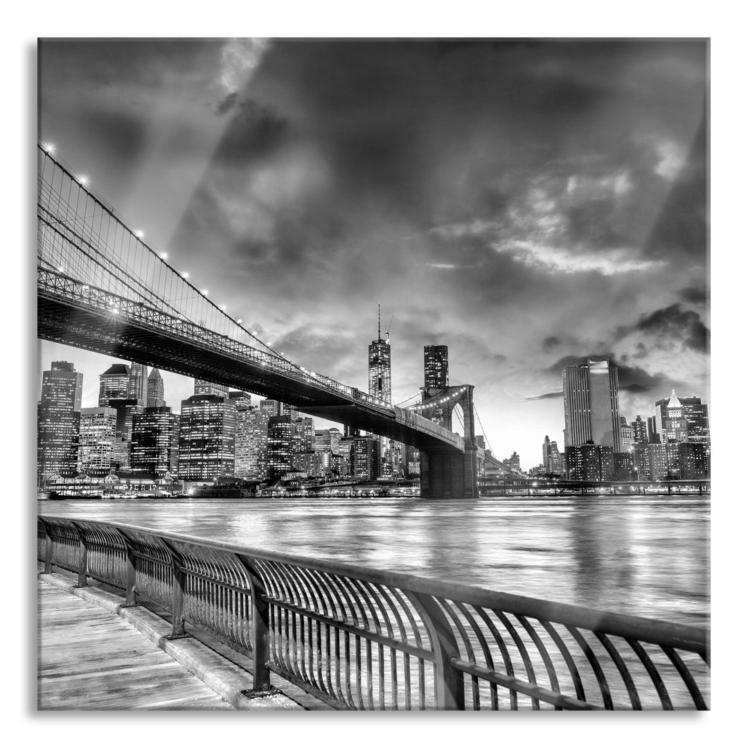 Ungerahmtes Foto auf Glas "Brooklyn Bridge Park New York"