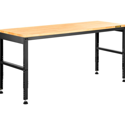 Établi avec 11 options de hauteur, 72,4 à 97,3 cm, charge maximale de 907 kg, cadre en métal et pieds stables, plateau en bois dur.