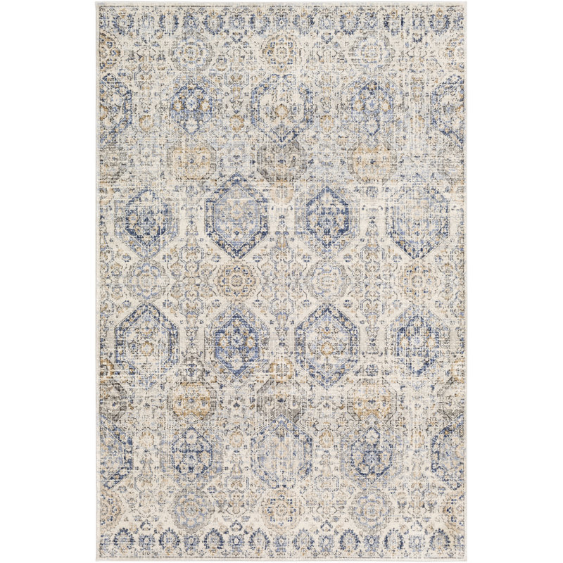 Tapis oriental bleu marine / taupe Peninces, Rectangle 5 pi 3 po x 7 pi 3 po