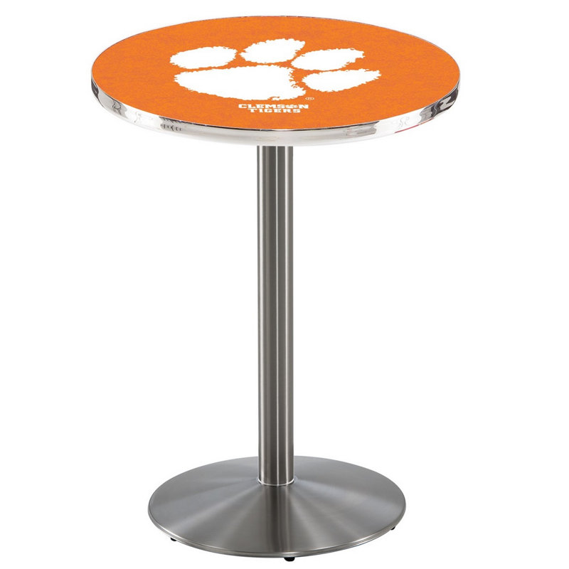 Round Metal Base Dining Table, Stainless Steel, Clemson