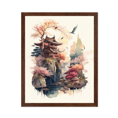 Aquarelle pagode japonaise