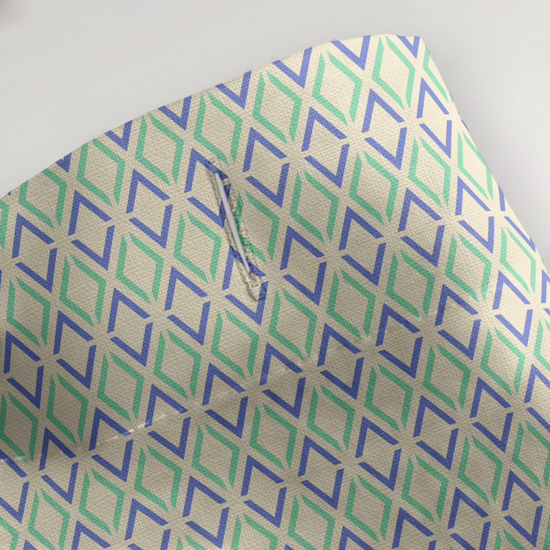 Rideau double double géométrique, Yellow/Green/Blue Geometric II