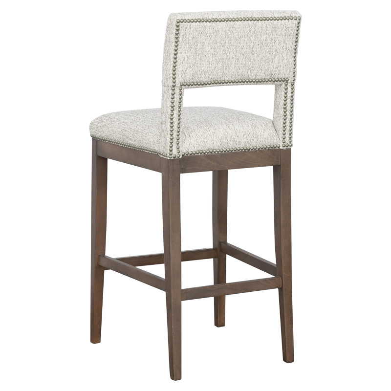 Arie Upholstered Stool with Solid Wood Frame, Bar Stool (29.5" Seat Height), Indigo (8789 90), Mica