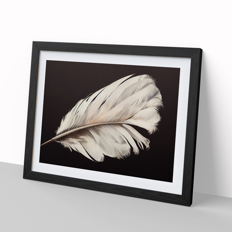 Bird Feather - Single Picture Frame Print, 46cm H x 64cm W x 2cm D, Black Framed