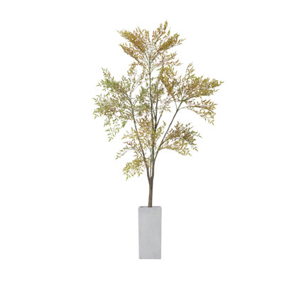 Arbre à fleurs 85,6 po en bambou artificiel carré en fibre de pierre beige idéal pour l'intérieur et l'extérieur