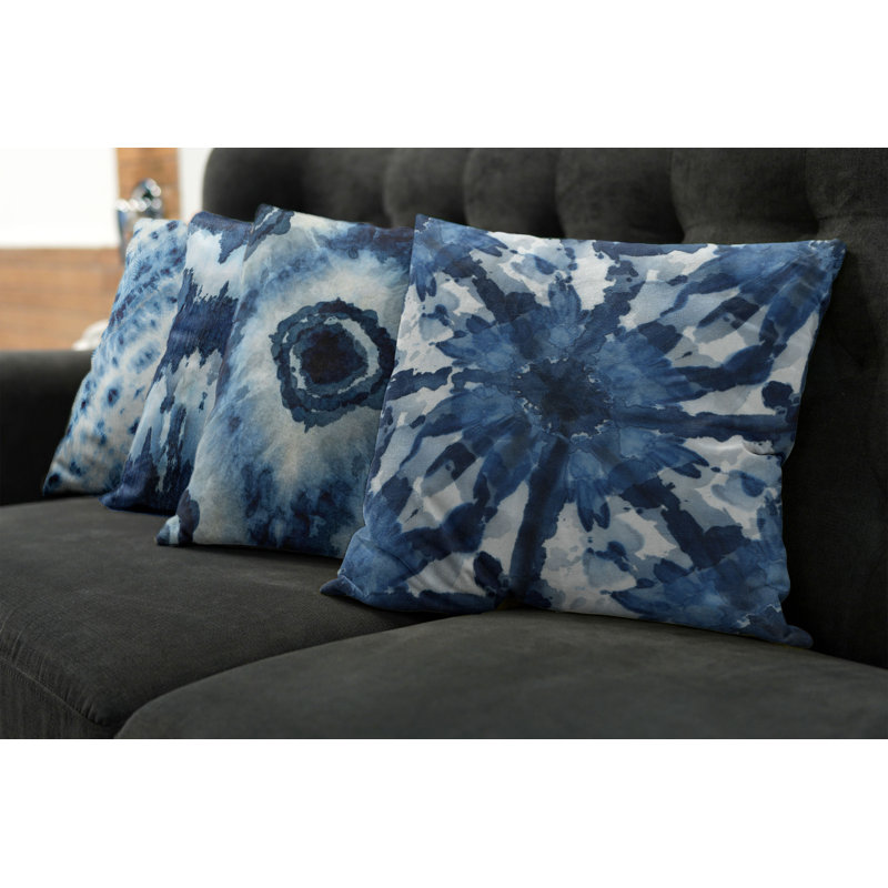 Housse de coussin Montezuma, Bleu / blanc, 12 po x 12 po