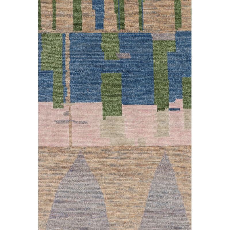 Moroccan Hand Knotted Geometric Area Rug, Rectangle 6' x 8'